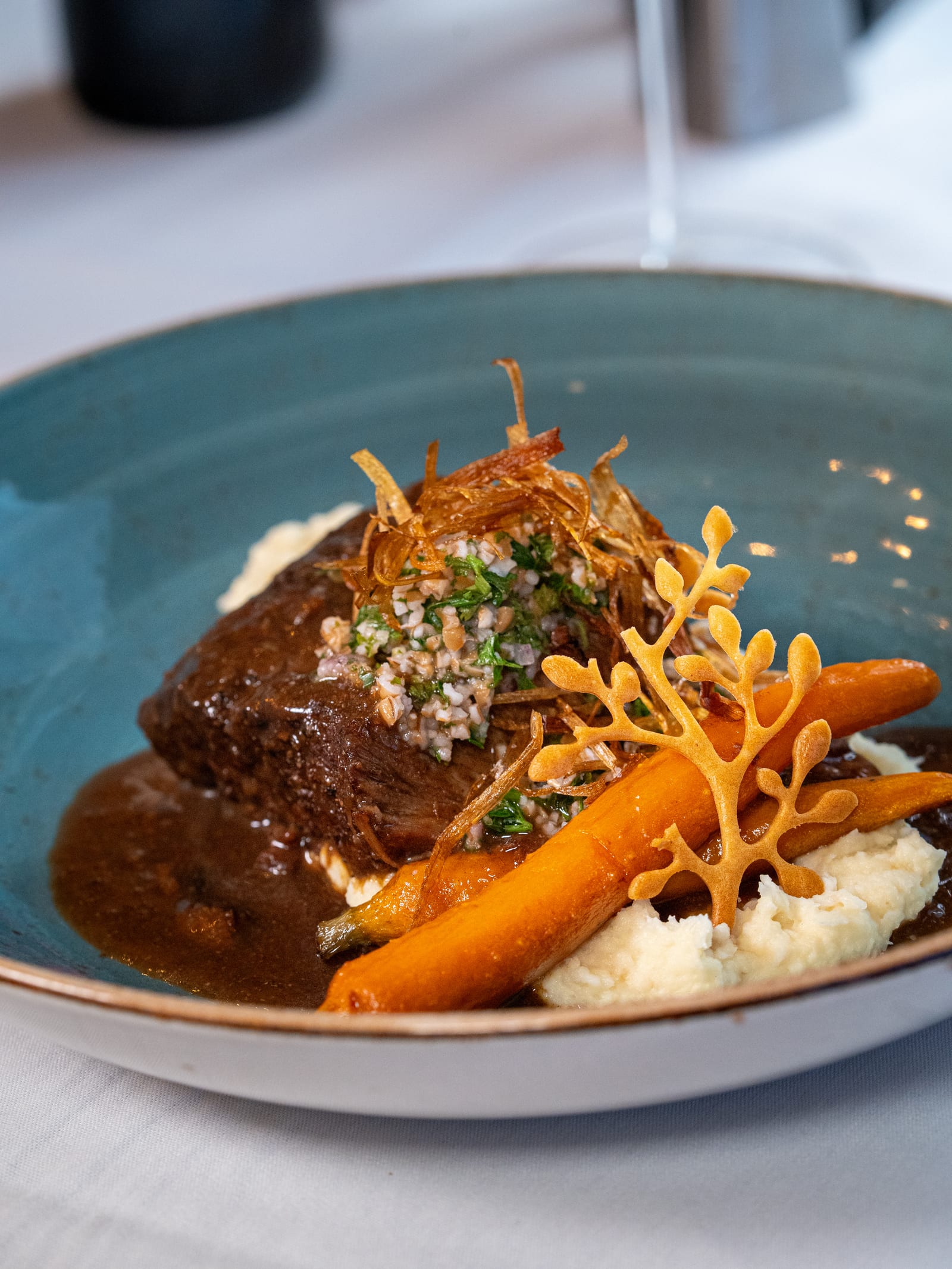 Plated entrée at La Cocina at The Cellar Upstairs