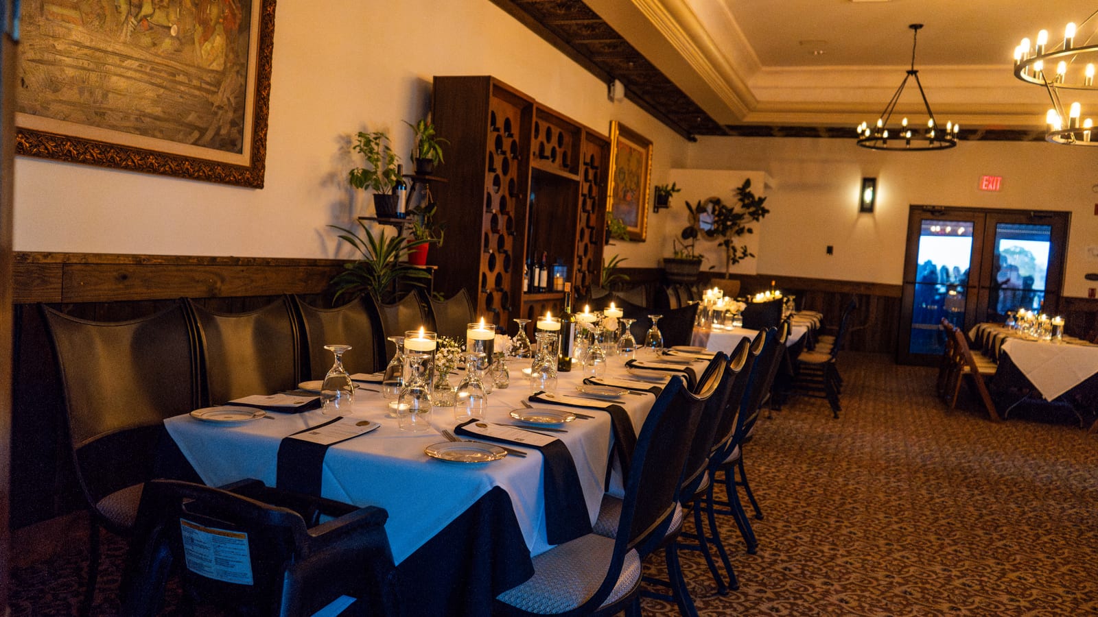 Tables set for a private dinner at La Cocina at The Cellar Upstairs